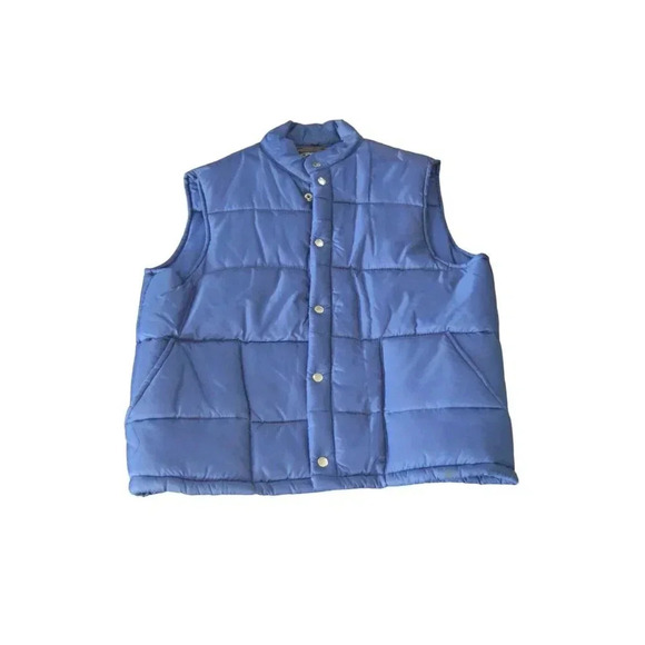 JCPenney Men's Vintage Blue Nylon & Polyester Puffer Vest Size L - Picture 2 of 6